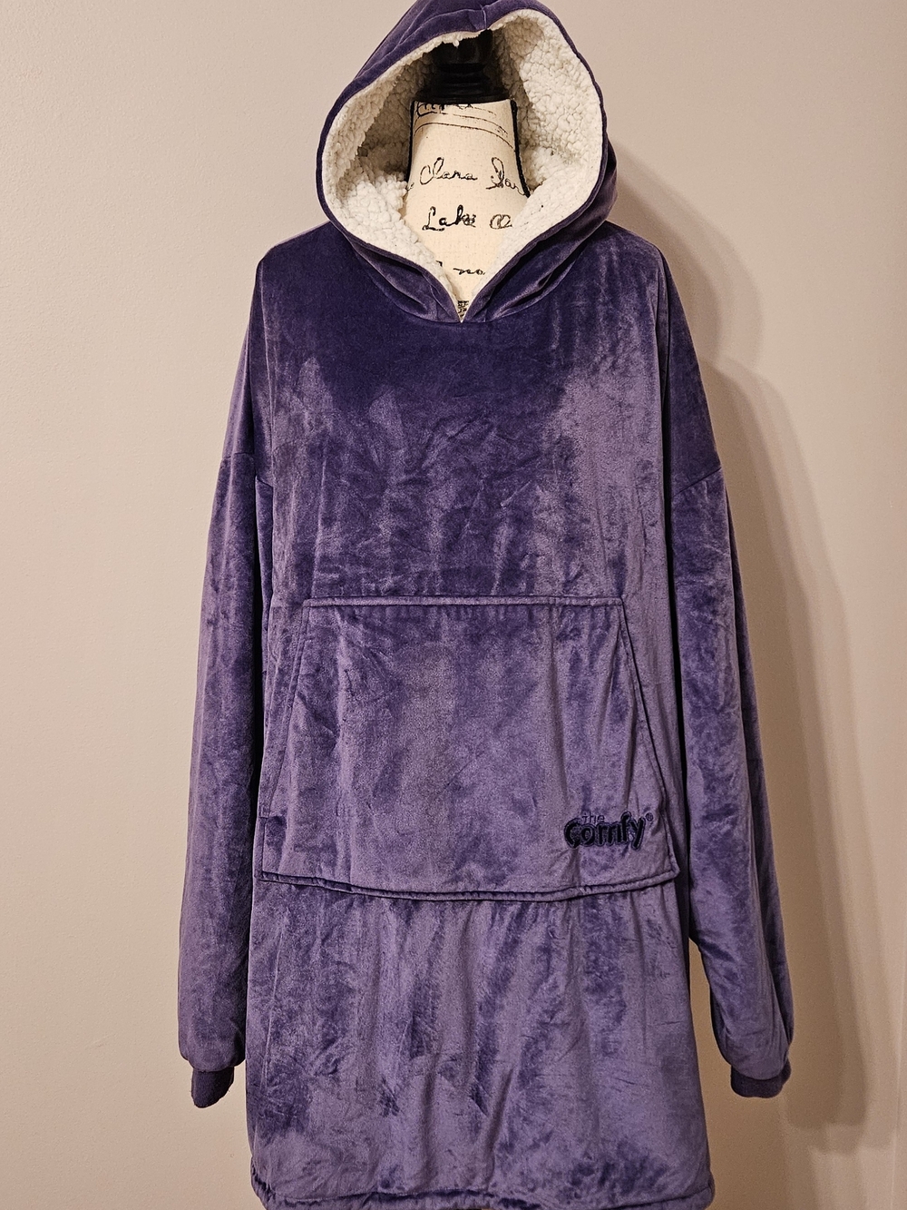 Comfy USA Blanket Sweatshirt Shepra Plush Pullover Hoodie Purple Oversized